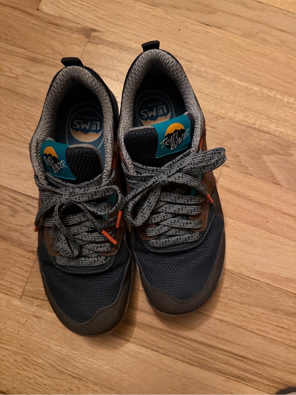 Women's Athletic Sneakers in Gray and Navy with Orange Accents